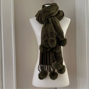 Avenue 9 Long Scarf with Pom Poms NWT